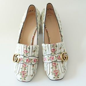 Gucci Floral Marmont Mid-Heel Pump